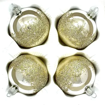 Vánoční ozdoba Irisa Skleněná vánoční koule Ø 7 cm – Champagne zlatý třpyt (sada 4 ks) Velikost: 7 cm, Balení: 4ks, Barva: zlatá