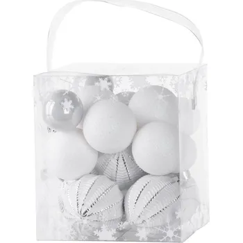 Vánoční dekorace Koule MagicHome Vánoce, 31 ks, bílo - stříbrné, mix, na vánoční stromek, 6-3 cm