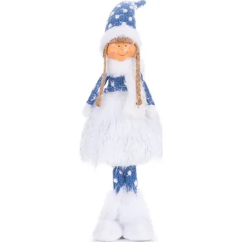 Postavička MagicHome Vánoce, Holčička s hustou sukní, látkové, modro-šedé, 14x11x51 cm
