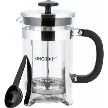 Moka konvice King Hoff KH-4837 – skleněná konvice 600 ml na kávu a čaj s nerezovým pístem