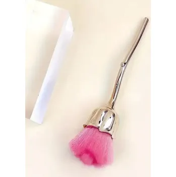 Kosmetický štětec Štětec ve tvaru růže na pudr a make-up | kosmetický štětec, štětec na pudr - růžovo-zlatá růžová hlava