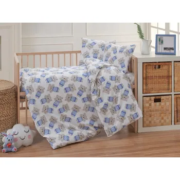 Povlečení Krepové dětské povlečení do malé postýlky 90x135, 45x60 cm Medvídek