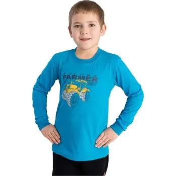 Bettymode Dětské tričko TRAKTOR FARMÁŘ TYRKYSOVÁ, 128