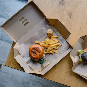 Jednorázové nádobí Think`n green Box na hamburger XXL papírový TnG 15/30/10cm 100ks