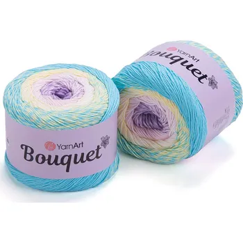 Galanterie Yarn Art Bouquet 704 modrá žlutá růžová fialová