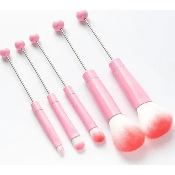 Kosmetický štětec Štětce s korálky pro make-up DIY | štětce na make-up, sada štětců - růžová bez korálků