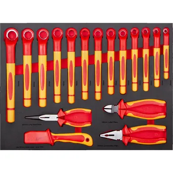 Sada VDE klíčů a kleští v pěnové výplni, 17 ks - AH2403