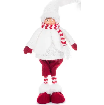 Vánoční dekorace Postavička MagicHome Vánoce, Chlapeček, látkový, červeno-bílý, 22x13x57 cm