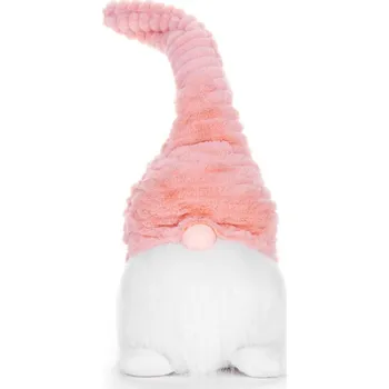 Vánoční dekorace Postavička MagicHome Vánoce, Skřítek s krátkýma nohama, látkový, růžovo-bílý, 20x19x58 cm