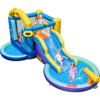 Skákací hrad Costway Vodní aquapark se skákacím hradem a skluzavkou, 490 x 290 x 220 cm NP11016DE