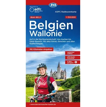 ADFC-Radtourenkarte BEL 2 Belgien Wallonie 1:150.000, reiß- und wetterfest, E-Bike geeignet, GPS-Tracks Download, mit Kilometer- - Allgemeiner Deutscher Fahrrad-Club e.V. (ADFC)