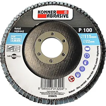 Brusný kotouč Kotouč KONNER 260 150x22 mm, A060, zirkonový, vějířový, lamelový, nerez,