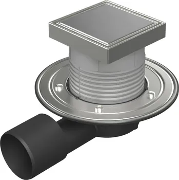 Odvodňovací žlab Podlahová vpusť boční D50/75 NEPTUN, nerez příruba, rámeček, mřížka STEEL 125