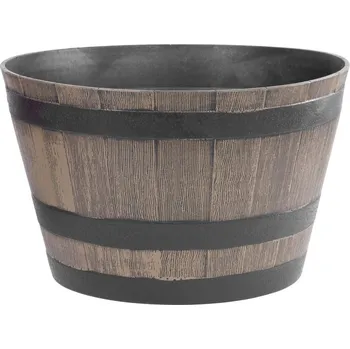 Květináč Strend Pro, Woodeff, 52x32 cm, šedý, efekt dřeva, barel