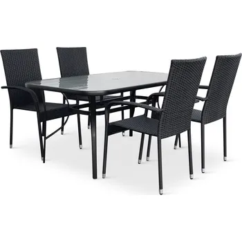 Zahradní sestava Zahradní jídelní set Klaudie transparentní + 4x ratanová židle Paris