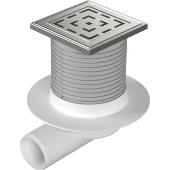 Podlahová vpusť boční D50, límec, nerez rámeček, mřížka LABYRINTH 100