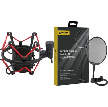 Mikrofon Mozos Antivibrační koš Mozos 48-54MM (SHM2-RED) + pop filtr pro mikrofon PS-PRO