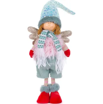 Postavička MagicHome Vánoce, Andílek chlapeček s červenými botami, růžovo-zelený, 17x10x64 cm