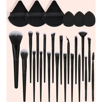 Kosmetický štětec 20 ks sada štětců na makeup a houbiček | kosmetické štětce, sada štětců - Černý