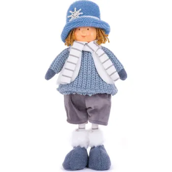 Postavička MagicHome Vánoce, Chlapeček s modrým kloboukem, modrý, látkový, 16x10x36 cm