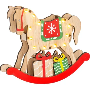 Vánoční dekorace Dekorace MagicHome Vánoce, Dřevěný koník, 12 LED, teplá bílá, 25x4x21 cm