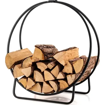 Costway Stojan na dřevo ke krbu kovový kulatý, 60 cm HV10520DK