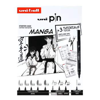 UNI PIN Kreslící liner dárková sada Manga [8 ks] + SHALAKU mikrotužka, mix barev