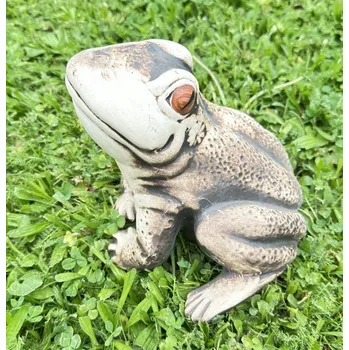 Zahradní dekorace Keramická žába skokan sedící natural
