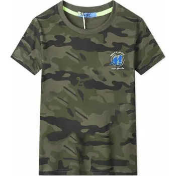 Chlapecké tričko MASKÁČOVÉ TRIČKO DĚTSKÉ TM8752 VELIKOSTI 146-176 Velikost: 170, Barva: Maskáč s modrým nápisem