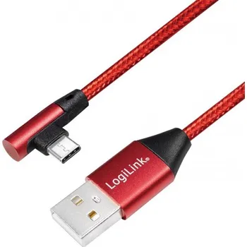 USB hub Logilink USB-C 0.3m úhlový červený
