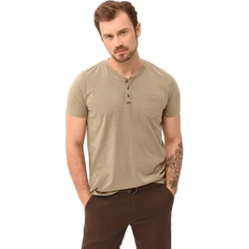 Pánské tričko Pánské triko s krátkým rukávem VOLCANO-WARREN-102-BEIGE Béžová L