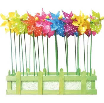 Velikonoční dekorace Zápich Větrník 9cm, PUNTÍKY pvc+dřevo, dekorace