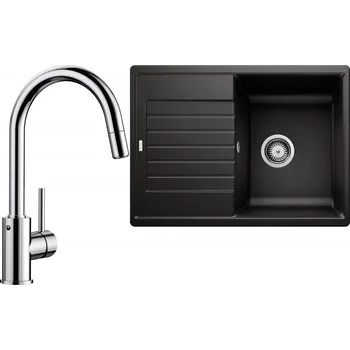 Granitový dřez Set RS Blanco Zia 45 S Compact + Blanco Mida-S (černá + chrom)