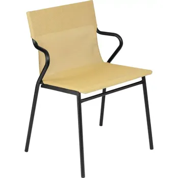 Profi venkovní židle s područkami HORIZON 12 ks černý rám BatylineDUO žlutá Safran