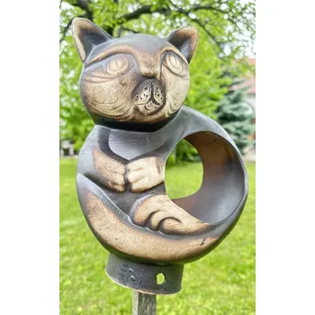 Zahradní dekorace Keramická dekorace na zahradu Kočka krmítko