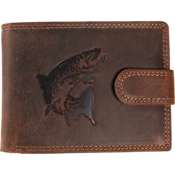 Módní doplněk WILD Kožená peněženka s přeskou Štika - hnědá