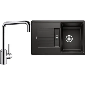 Granitový dřez Set RS Blanco Zia 45 S + Blanco Mili (černá + chrom)
