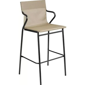 Profi venkovní vysoká židle s područkami HORIZON 2 ks černý rám BatylineDUO hnědá Noisette