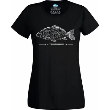 Dámské tričko Kapr obecný Cyprinus carpio (Velikost: 4XL, Barva: Černá)