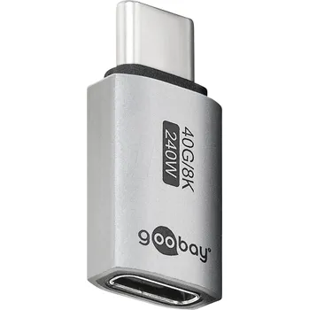 Elektrická zásuvka GOOBAY Adaptér USB 4.0 USB C zásuvka,USB C vidlice niklovaný hliník