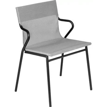 Profi venkovní židle s područkami HORIZON 12 ks černý rám BatylineDUO šedá Pearl
