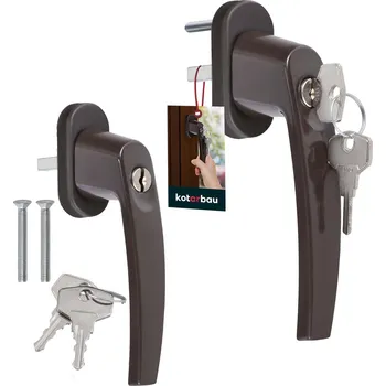 Okenní klika Okenní klika s klíčem hliníková hnědý sada 2 ks. - hnědá