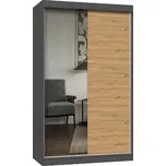 TPS Šatní skříň IGA 120 cm se zrcadlem - Antracit / Dub artisan