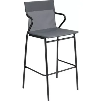 Profi venkovní vysoká židle s područkami HORIZON 2 ks černý rám BatylineDUO šedá Storm