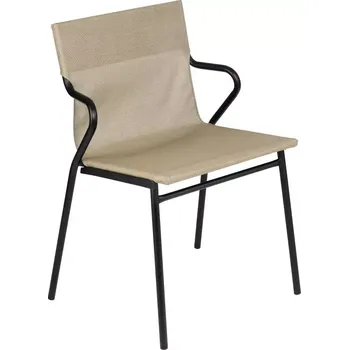 Profi venkovní židle s područkami HORIZON 12 ks černý rám BatylineDUO hnědá Noisette