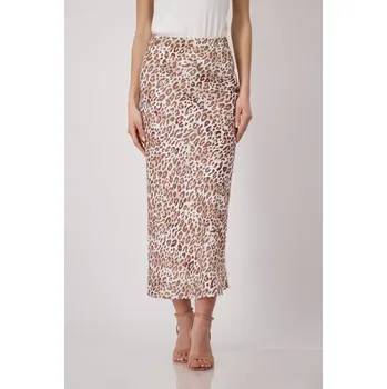 Dámská sukně Sukně Monari 9863 béžová zvířecí vzor saténová Velikost: 40