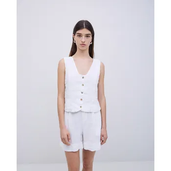 Dámské kalhoty Kraťasy Yerse 42853 bílé lněné Velikost: 38