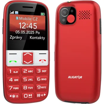 Mobilní telefon ALIGATOR A775 Senior červený + nabíjecí stojánek