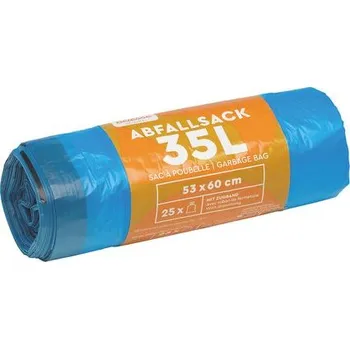 Pytle zatahovací na odpadky HDPE 35L modré 15my, 3 role po 25 ks