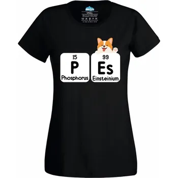 Dámské tričko Chemické prvky Pes (Velikost: 4XL, Barva: Černá)